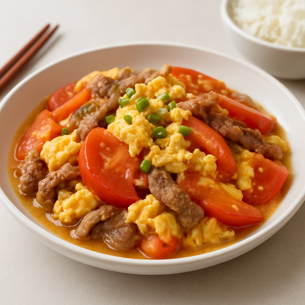 Simple Chinese Egg and Tomato Stir-Fry with Beef