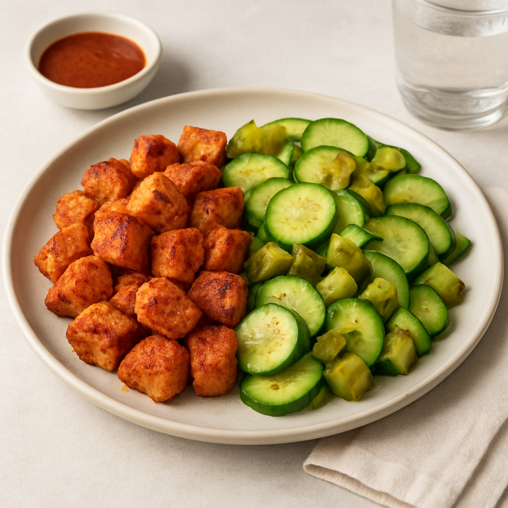 Paprika Chicken with Cucumber and Pickle Salad