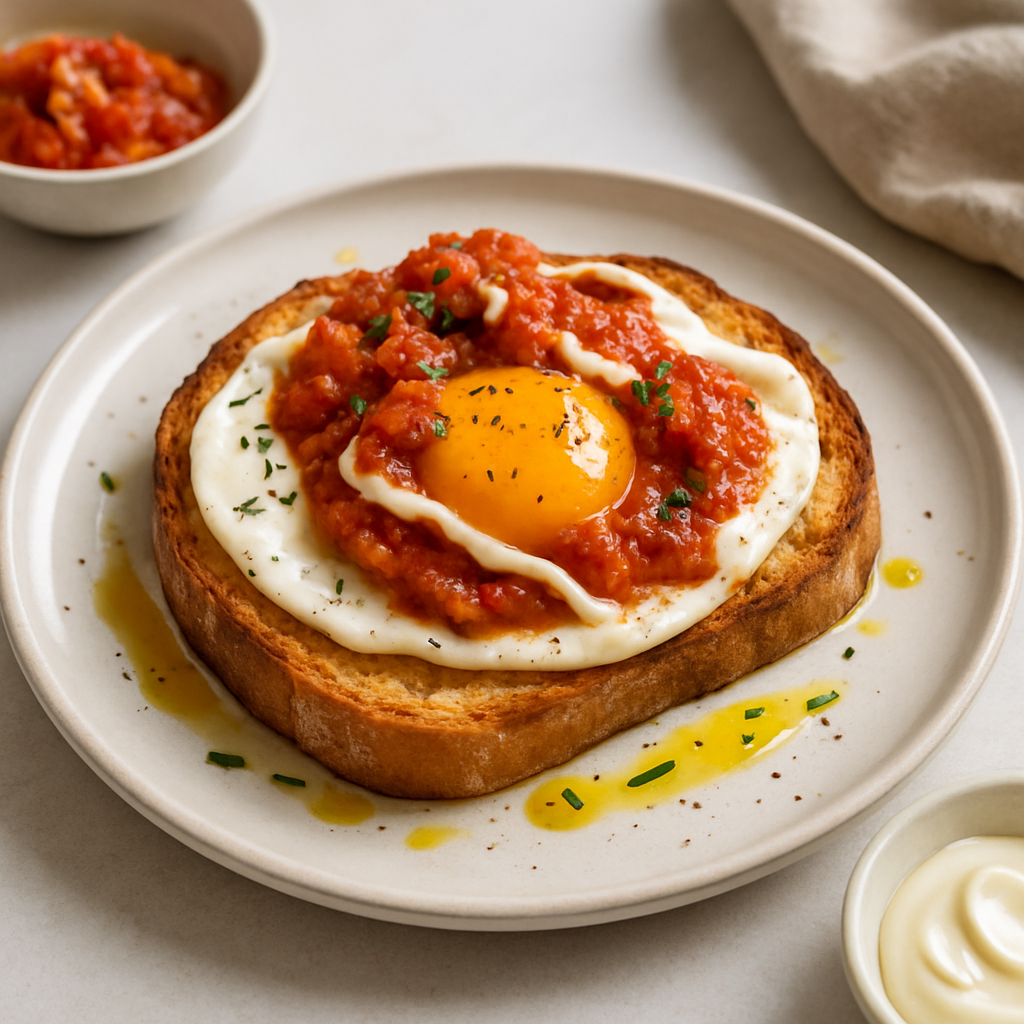Golden Fusion Egg Toast with Spiced Tomato-Lemon Compote