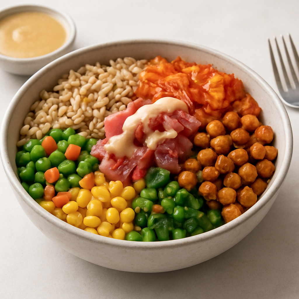 Global Harmony Fusion Grain Bowl with Spicy Miso-Tahini Sauce