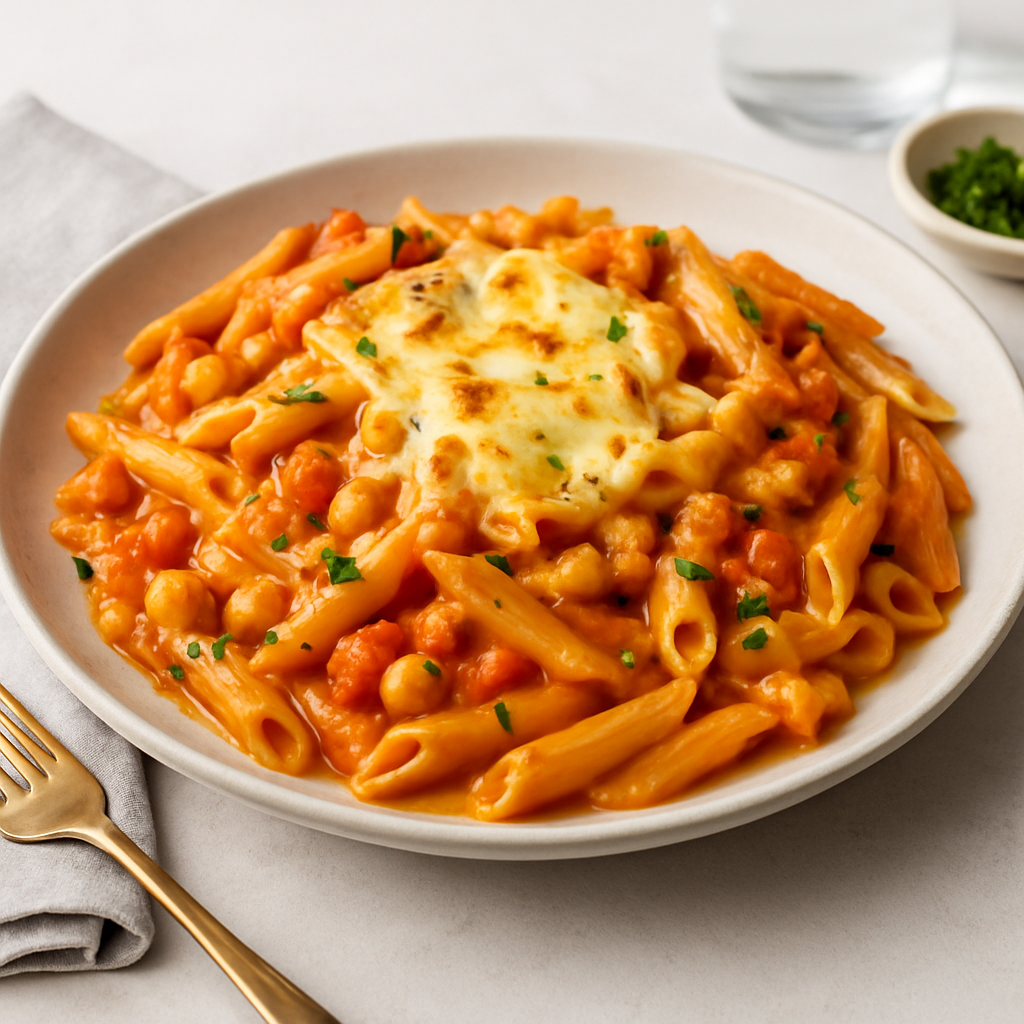 Creamy Tomato & Chickpea Pasta with Garlic