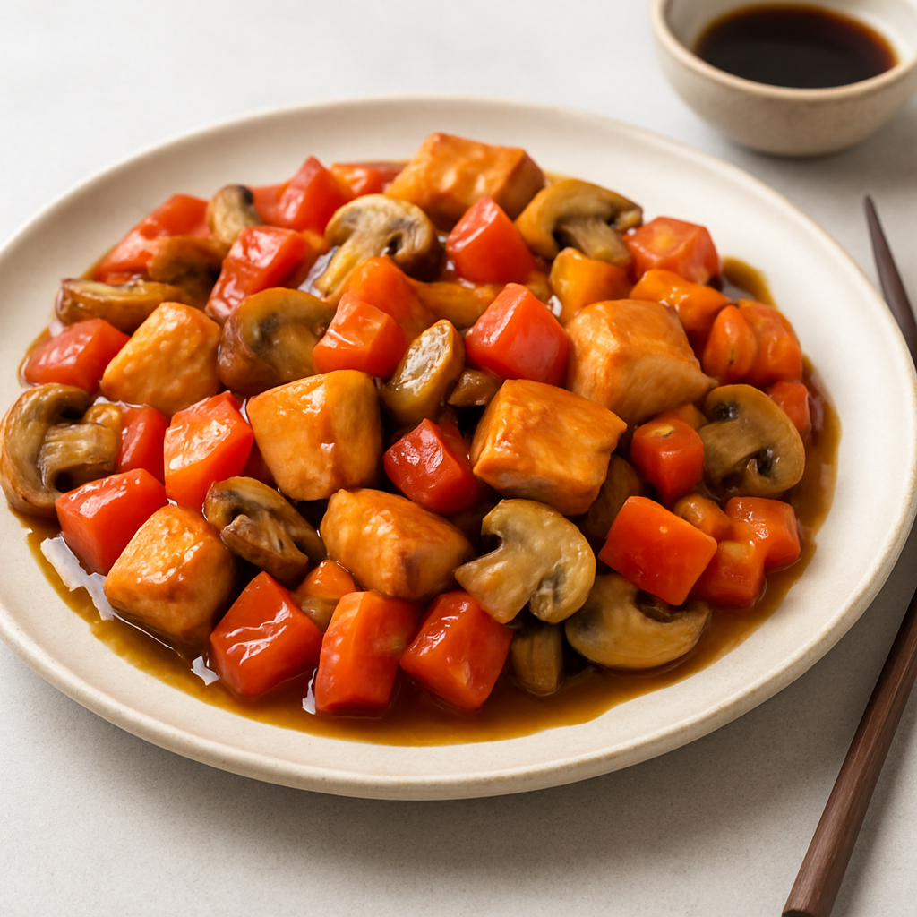 Simple Chinese Salmon and Mushroom Stir-Fry