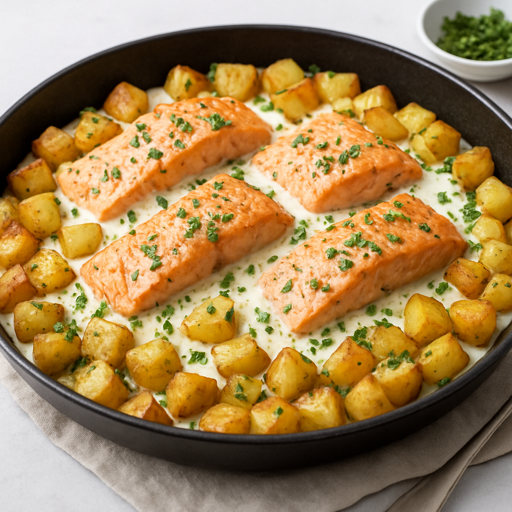 Creamy Salmon & Potato Pan with Fresh Herbs