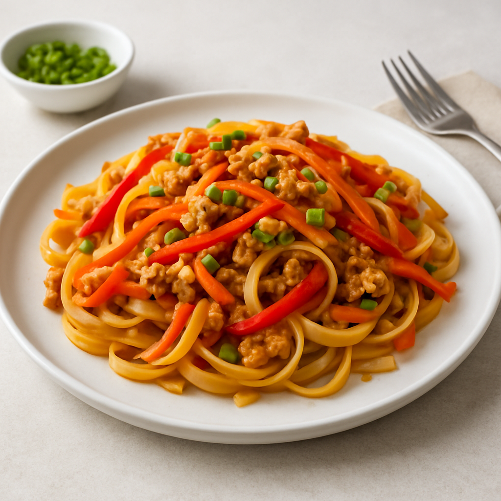 Simple Ground Chicken Fettuccine Stir-Fry