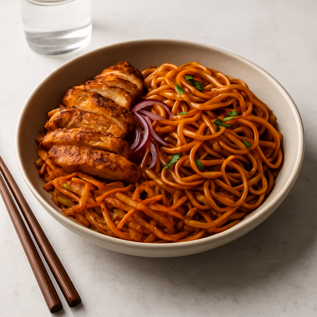 Global Fusion Bowl: Spiced Chicken & Root Vegetable Noodle Creation