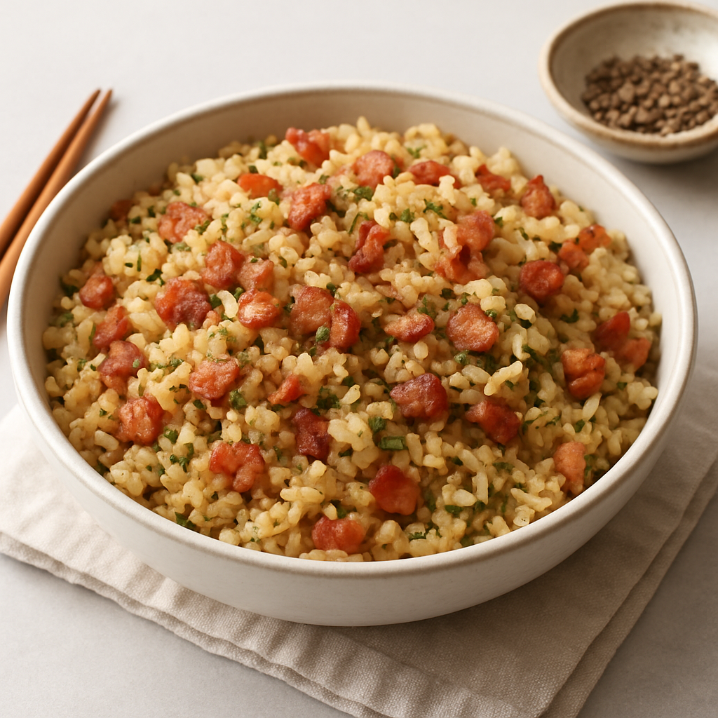 Korean Bacon and Herb Seasoned Rice Bowl (Bacon Bokkeum Bap)