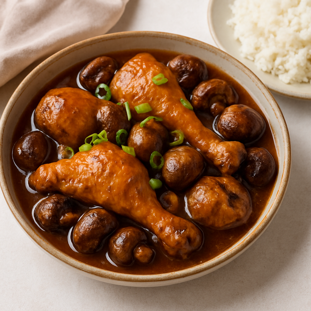 Vietnamese Braised Chicken Mushroom Stew (Nấm Đùi Gà Kho Tộ)