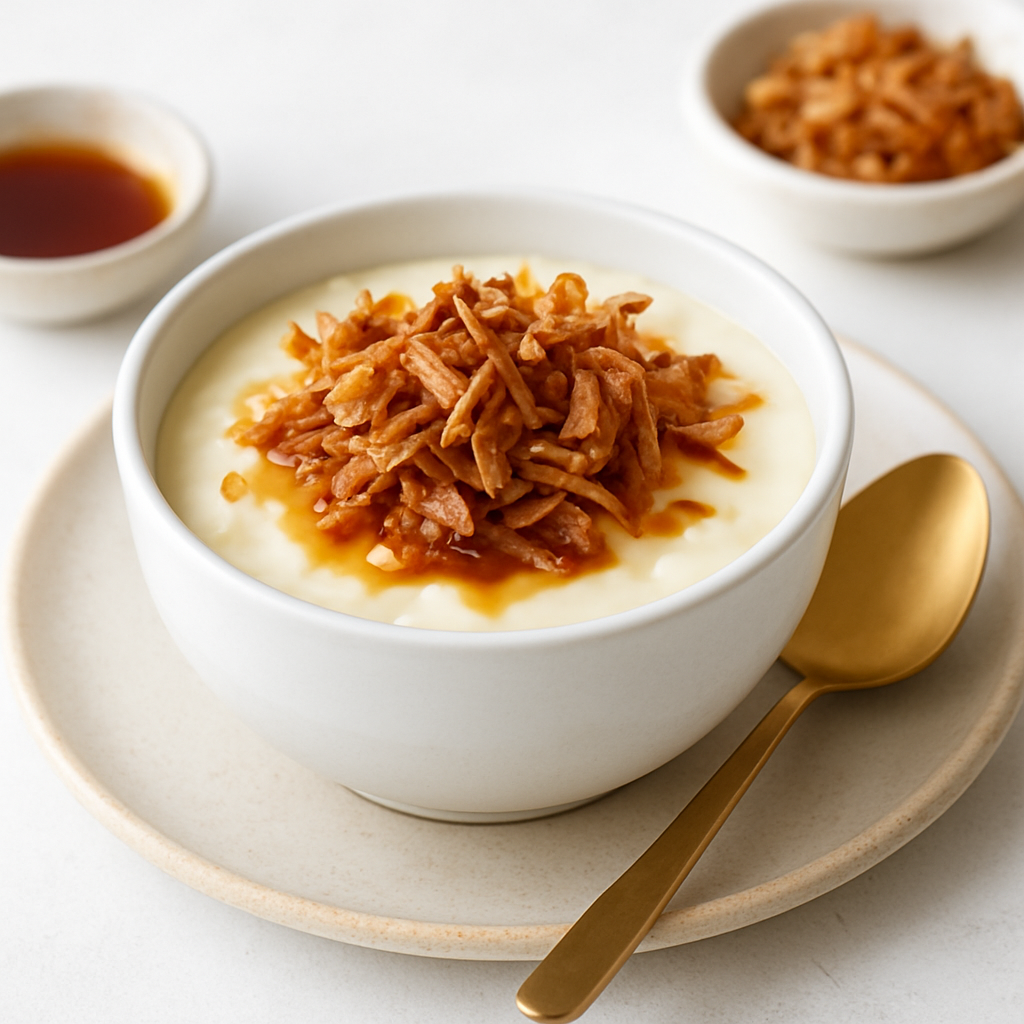 Vietnamese Coconut Tofu Pudding Dessert with Caramelized Coconut