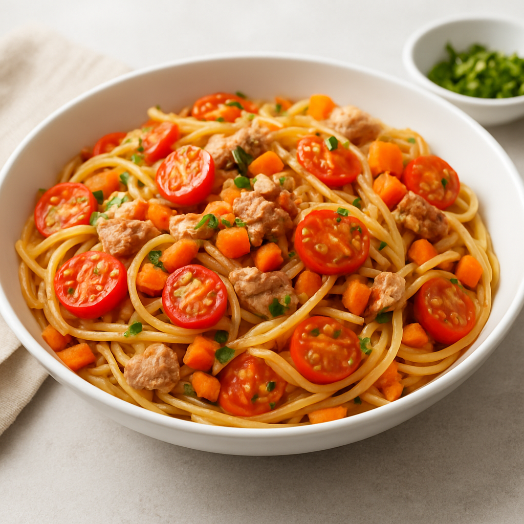 Mediterranean Tuna Pasta with Roasted Vegetables