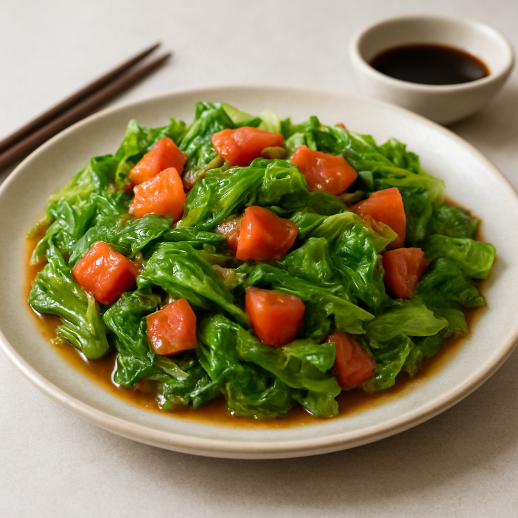 Chinese-Style Vegan Lettuce and Tomato Stir-Fry