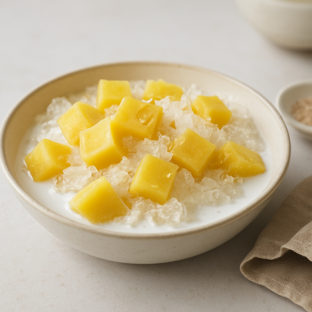 Vietnamese Bánh Đậu Xanh with Coconut Syrup