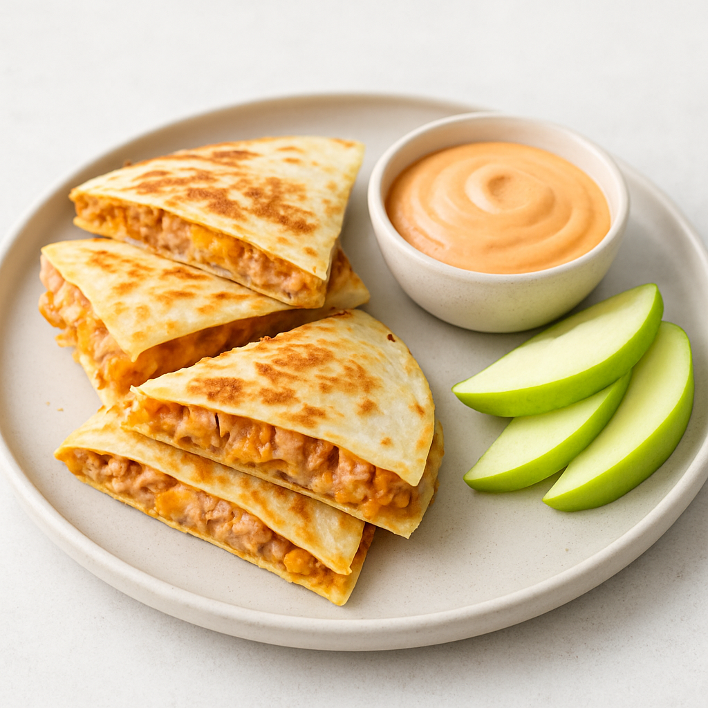Cheesy Tuna & Bean Quesadillas with Spicy Mayo