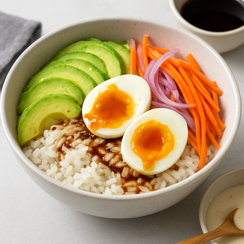 Creamy Avocado and Egg Rice Bowl