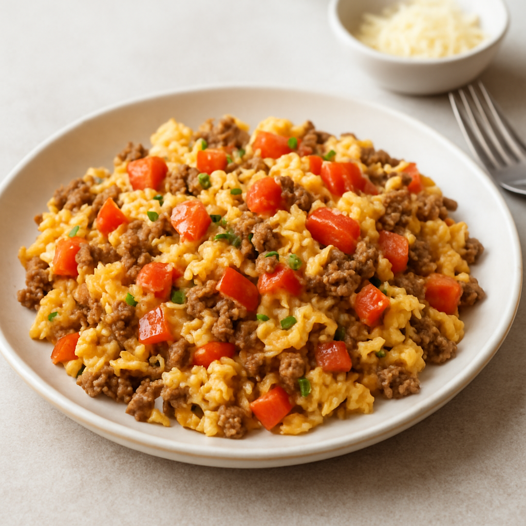 Simple Italian Beef and Tomato Scramble